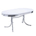 Retro Oval Dining Table Glossy White and Chrome - U&U Home Budget Furniture (Carteret, NJ)