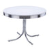 Retro Round Dining Table Glossy White and Chrome - U&U Home Budget Furniture (Carteret, NJ)