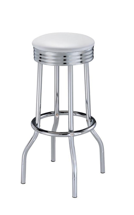 Theodore Upholstered Top Bar Stools White and Chrome (Set of 2) - U&U Home Budget Furniture (Carteret, NJ)
