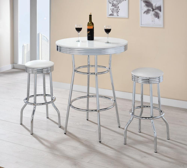 Theodore Upholstered Top Bar Stools White and Chrome (Set of 2) - U&U Home Budget Furniture (Carteret, NJ)