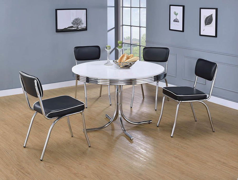 Retro Open Back Side Chairs Black and Chrome (Set of 2) - U&U Home Budget Furniture (Carteret, NJ)