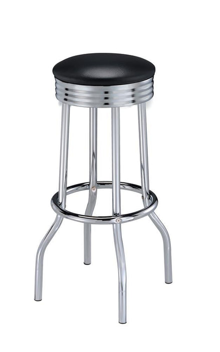 Theodore Upholstered Top Bar Stools Black and Chrome (Set of 2) - U&U Home Budget Furniture (Carteret, NJ)