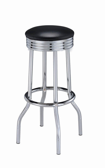 Theodore Upholstered Top Bar Stools Black and Chrome (Set of 2) - U&U Home Budget Furniture (Carteret, NJ)