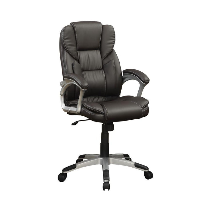Kaffir Adjustable Height Office Chair Dark Brown and Silver - U&U Home Budget Furniture (Carteret, NJ)