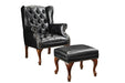Roberts Button Tufted Back Accent Chair with Ottoman Black and Espresso - U&U Home Budget Furniture (Carteret, NJ)