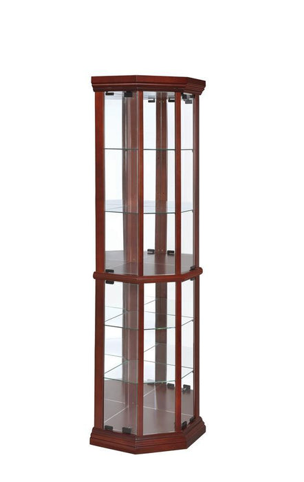 Appledale 6-shelf Corner Curio Cabinet Medium Brown - U&U Home Budget Furniture (Carteret, NJ)