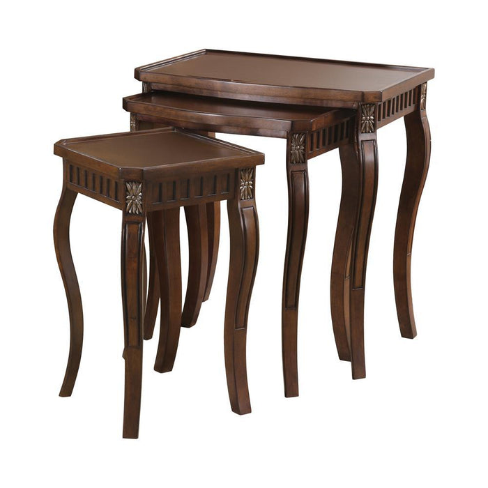 Daphne 3-piece Curved Leg Nesting Tables Warm Brown - U&U Home Budget Furniture (Carteret, NJ)