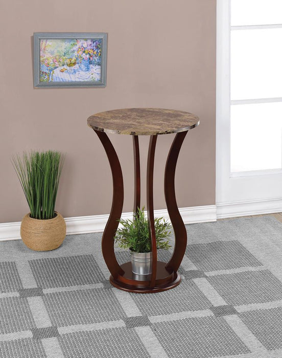 Elton Round Marble Top Accent Table Brown - U&U Home Budget Furniture (Carteret, NJ)