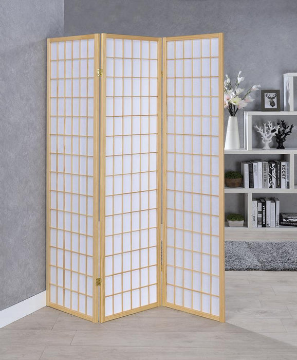 Carrie 3-panel Folding Screen Natural and White - U&U Home Budget Furniture (Carteret, NJ)