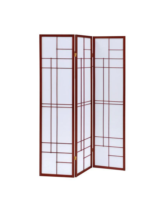 Katerina 3-panel Folding Floor Screen White and Cherry - U&U Home Budget Furniture (Carteret, NJ)