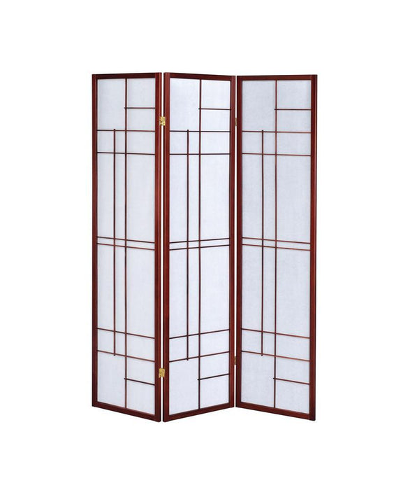 Katerina 3-panel Folding Floor Screen White and Cherry - U&U Home Budget Furniture (Carteret, NJ)
