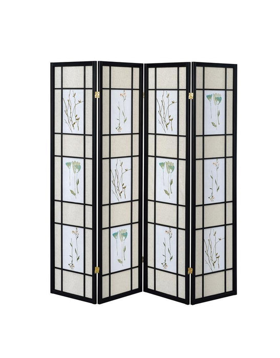 Catabella 4-panel Floral Print Folding Screen Multi-color - U&U Home Budget Furniture (Carteret, NJ)