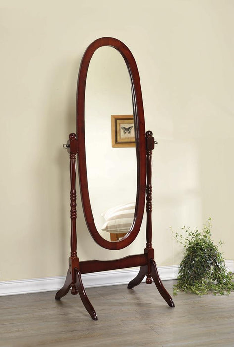 Foyet Oval Cheval Mirror Merlot - U&U Home Budget Furniture (Carteret, NJ)