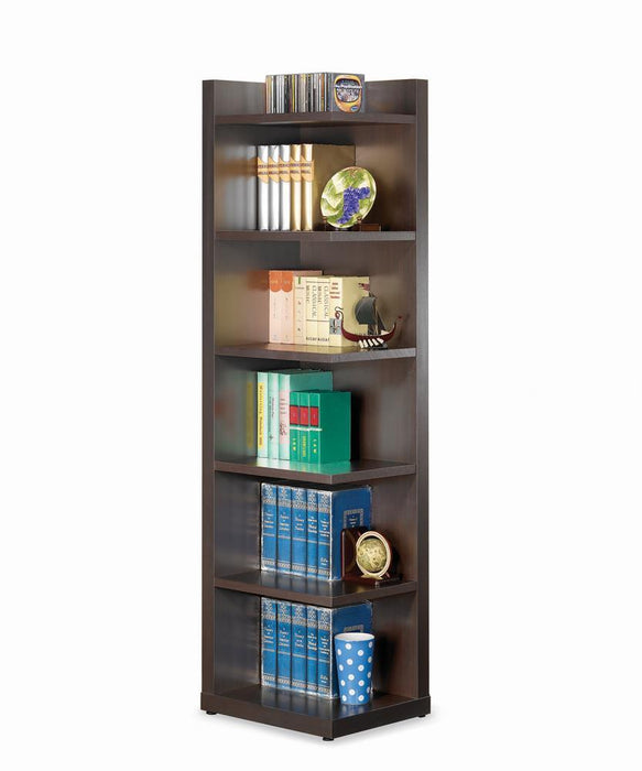 Pinckard 6-tier Corner Bookcase Cappuccino - U&U Home Budget Furniture (Carteret, NJ)