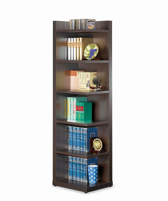 Pinckard 6-tier Corner Bookcase Cappuccino - U&U Home Budget Furniture (Carteret, NJ)