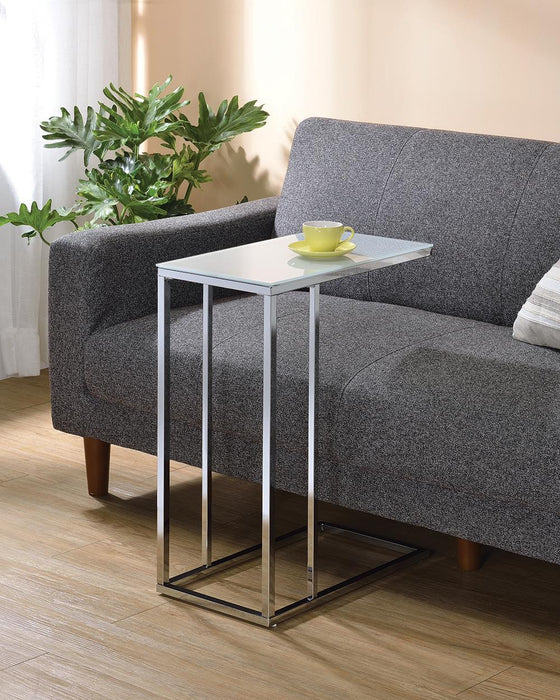Stella Glass Top Accent Table Chrome and White - U&U Home Budget Furniture (Carteret, NJ)
