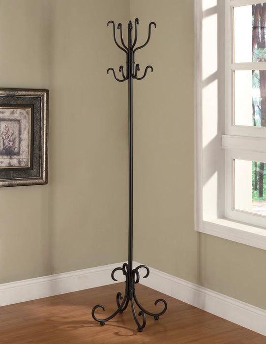 Kiefer Coat Rack with 12 Hooks Black - U&U Home Budget Furniture (Carteret, NJ)