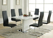 Anges T-shaped Pedestal Dining Table Glossy White - U&U Home Budget Furniture (Carteret, NJ)