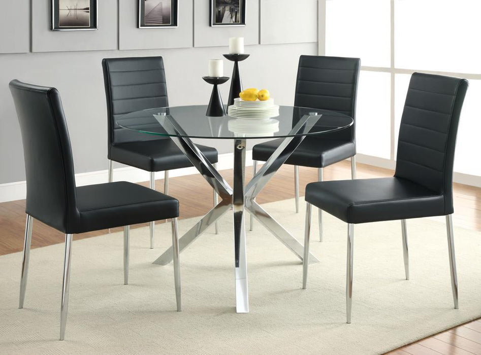 Vance Glass Top Dining Table with X-cross Base Chrome - U&U Home Budget Furniture (Carteret, NJ)