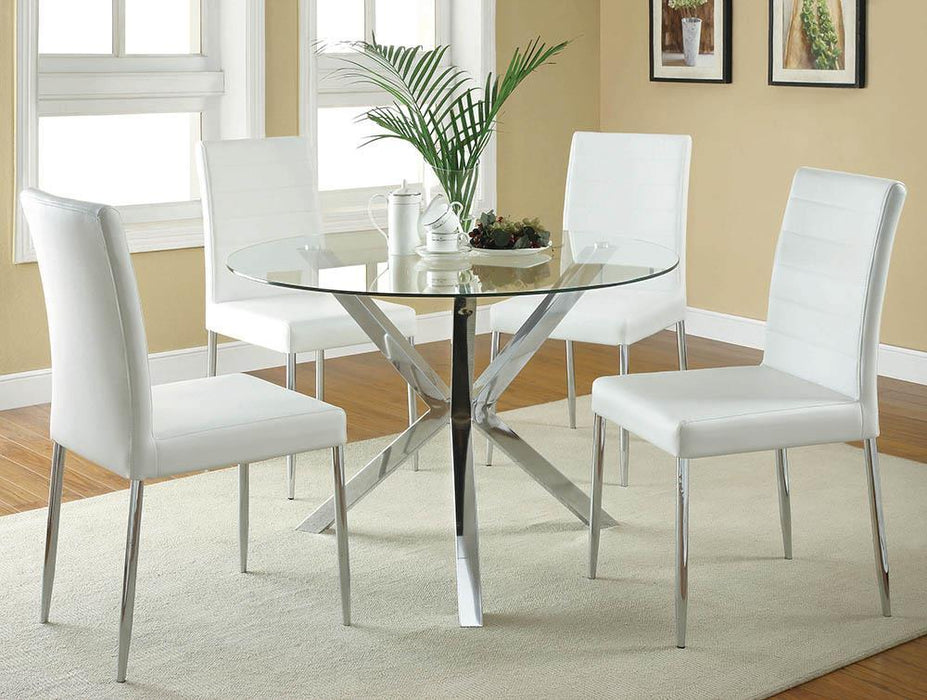 Vance Glass Top Dining Table with X-cross Base Chrome - U&U Home Budget Furniture (Carteret, NJ)