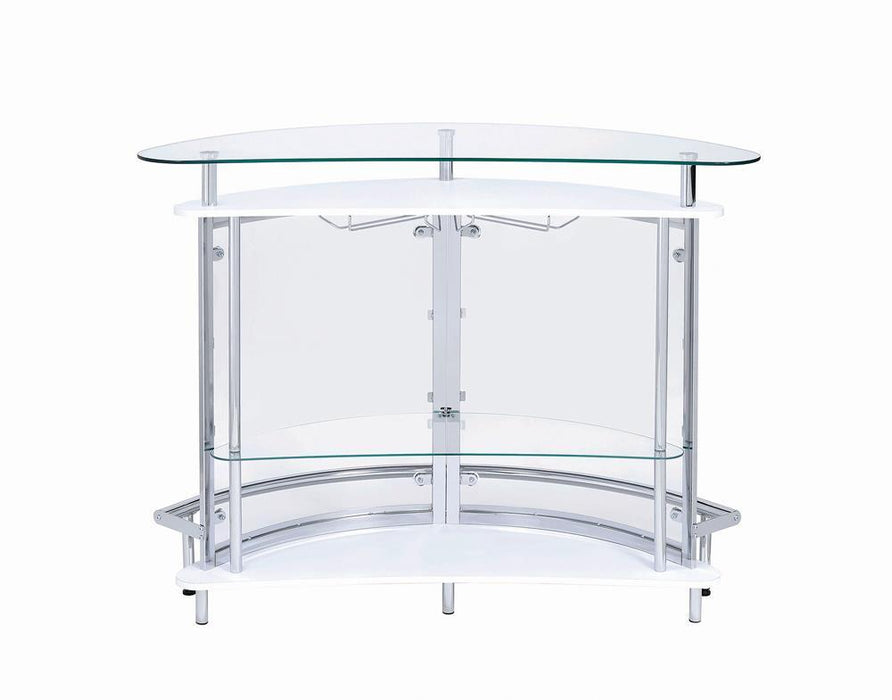 Amarillo 2-tier Bar Unit White and Chrome - U&U Home Budget Furniture (Carteret, NJ)