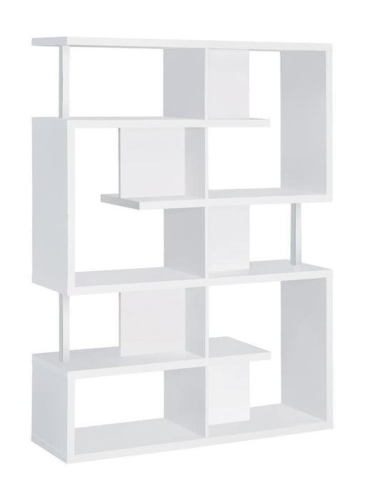 Hoover 5-tier Bookcase White and Chrome - U&U Home Budget Furniture (Carteret, NJ)