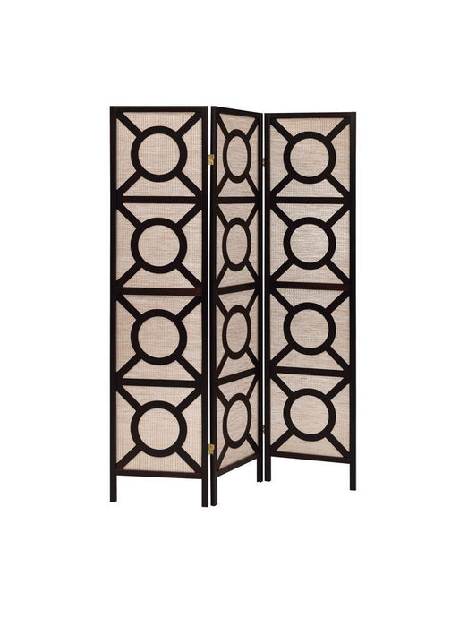 Vulcan 3-panel Geometric Folding Screen Tan and Cappuccino - U&U Home Budget Furniture (Carteret, NJ)