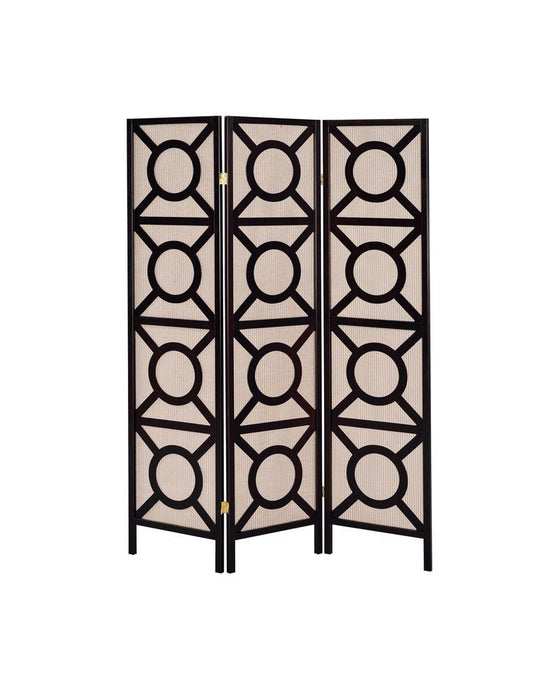 Vulcan 3-panel Geometric Folding Screen Tan and Cappuccino - U&U Home Budget Furniture (Carteret, NJ)