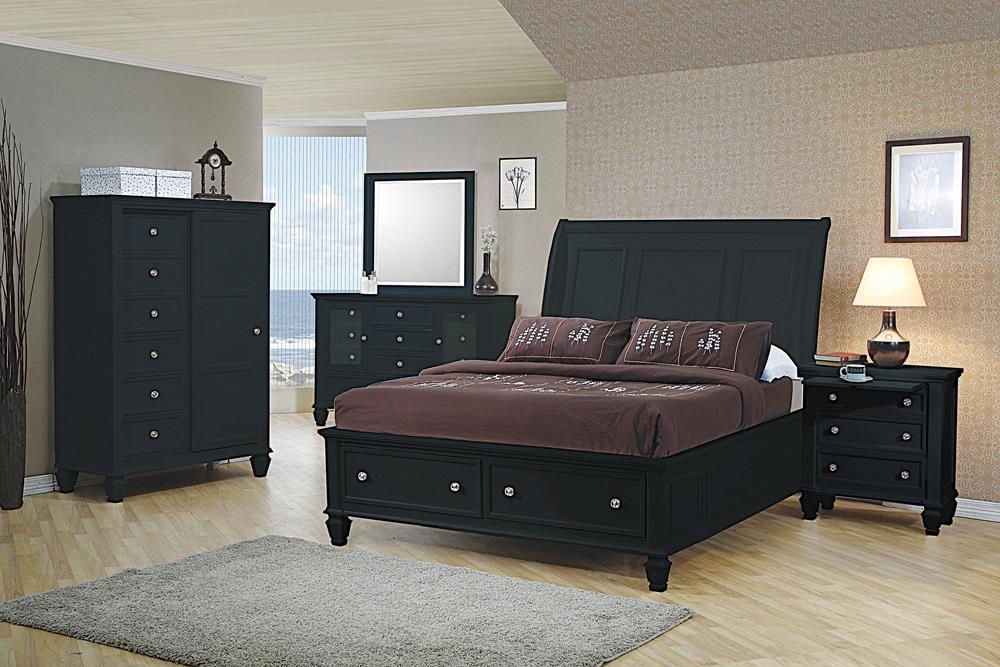 Sandy Beach Door Chest with Concealed Storage Black - U&U Home Budget Furniture (Carteret, NJ)