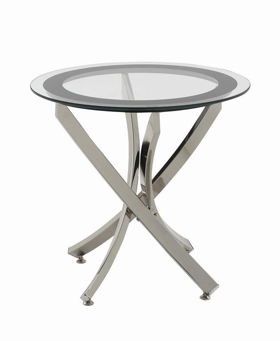 Brooke Glass Top End Table Chrome and Black - U&U Home Budget Furniture (Carteret, NJ)