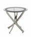 Brooke Glass Top End Table Chrome and Black - U&U Home Budget Furniture (Carteret, NJ)