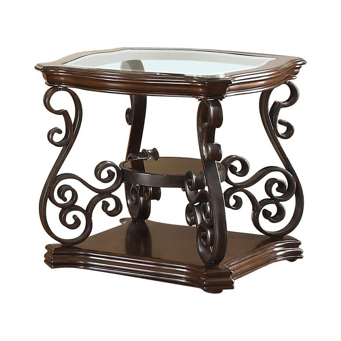 Laney End Table Deep Merlot and Clear - U&U Home Budget Furniture (Carteret, NJ)