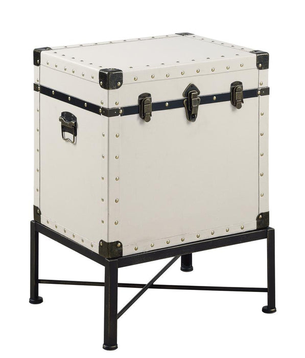 Nancy Accent Cabinet with Nailhead Trim White - U&U Home Budget Furniture (Carteret, NJ)