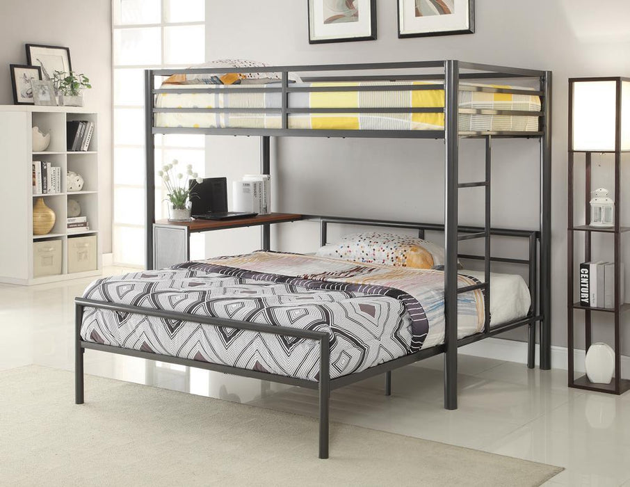 Fisher Twin Workstation Loft Bed Gunmetal - U&U Home Budget Furniture (Carteret, NJ)