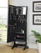 Cortez Storage Jewelry Cheval Mirror Black - U&U Home Budget Furniture (Carteret, NJ)