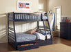 Ashton Twin Over Full 2-drawer Bunk Bed Cappuccino, White, Navy, Honey, & Brown - U&U Home Budget Furniture (Carteret, NJ)