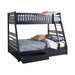 Ashton Twin Over Full 2-drawer Bunk Bed Cappuccino, White, Navy, Honey, & Brown - U&U Home Budget Furniture (Carteret, NJ)