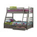 Ashton Twin Over Full 2-drawer Bunk Bed Cappuccino, White, Navy, Honey, & Brown - U&U Home Budget Furniture (Carteret, NJ)