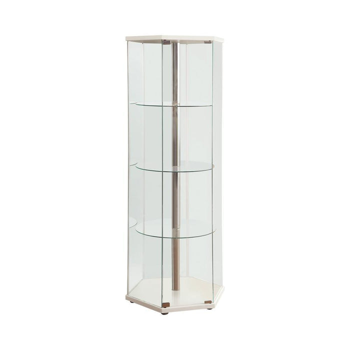 Traditional Glass Hexagon Curio Cabinet - U&U Home Budget Furniture (Carteret, NJ)