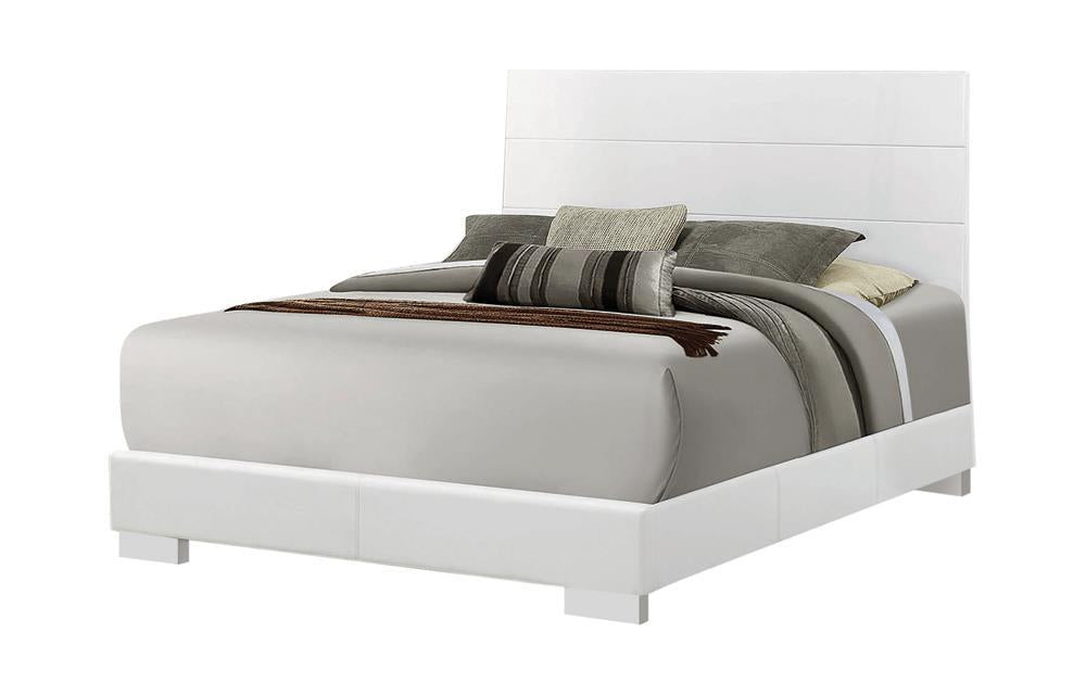 Felicity Eastern King, Queen, & Cal.King Panel Bed Glossy White - U&U Home Budget Furniture (Carteret, NJ)