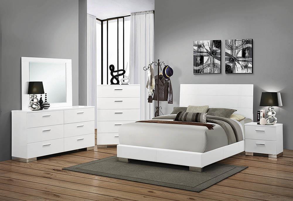 Felicity Eastern King, Queen, & Cal.King Panel Bed Glossy White - U&U Home Budget Furniture (Carteret, NJ)