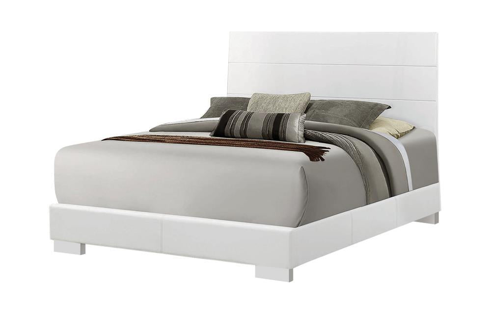 Felicity Eastern King, Queen, & Cal.King Panel Bed Glossy White - U&U Home Budget Furniture (Carteret, NJ)