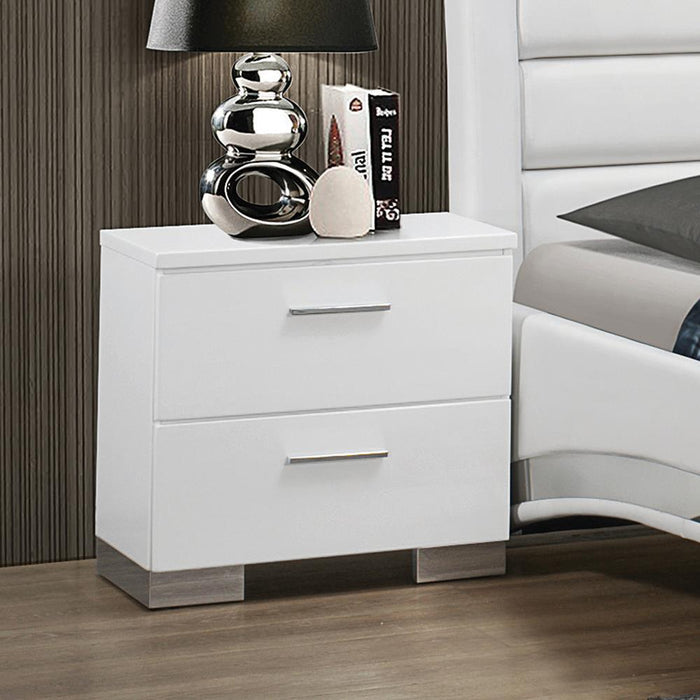 Felicity 2-drawer Nightstand Glossy White - U&U Home Budget Furniture (Carteret, NJ)