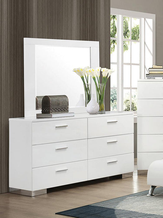 Felicity 6-drawer Dresser Glossy White - U&U Home Budget Furniture (Carteret, NJ)