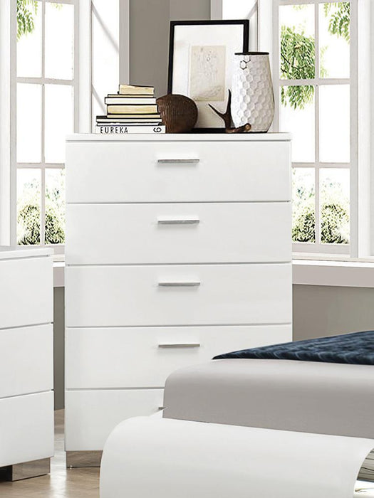 Felicity 5-drawer Chest Glossy White - U&U Home Budget Furniture (Carteret, NJ)