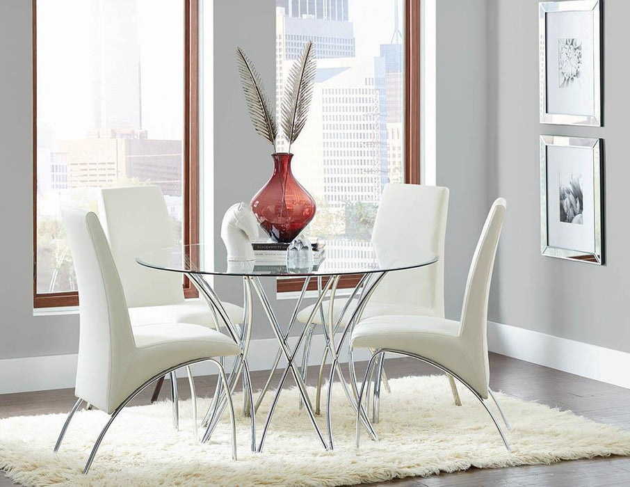 Bishop Upholstered Side Chairs White and Chrome (Set of 2) - U&U Home Budget Furniture (Carteret, NJ)