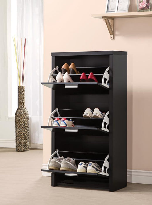 Vivian 3-drawer Shoe Cabinet Black - U&U Home Budget Furniture (Carteret, NJ)