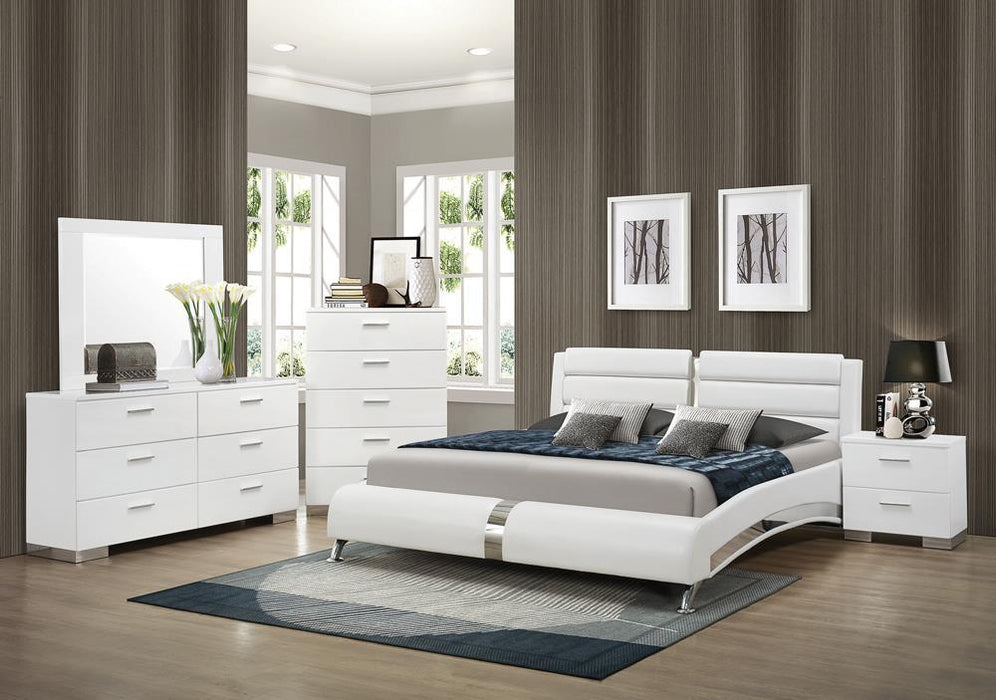 Jeremaine California King, E.King, & Queen Upholstered Bed White - U&U Home Budget Furniture (Carteret, NJ)