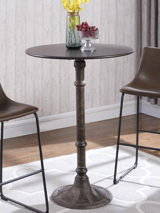 Oswego Round Bar Table Dark Russet and Antique Bronze - U&U Home Budget Furniture (Carteret, NJ)