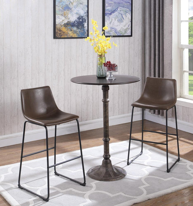 Oswego Round Bar Table Dark Russet and Antique Bronze - U&U Home Budget Furniture (Carteret, NJ)